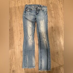Miss Me Blue Boot Cut Jeans Distressed Style